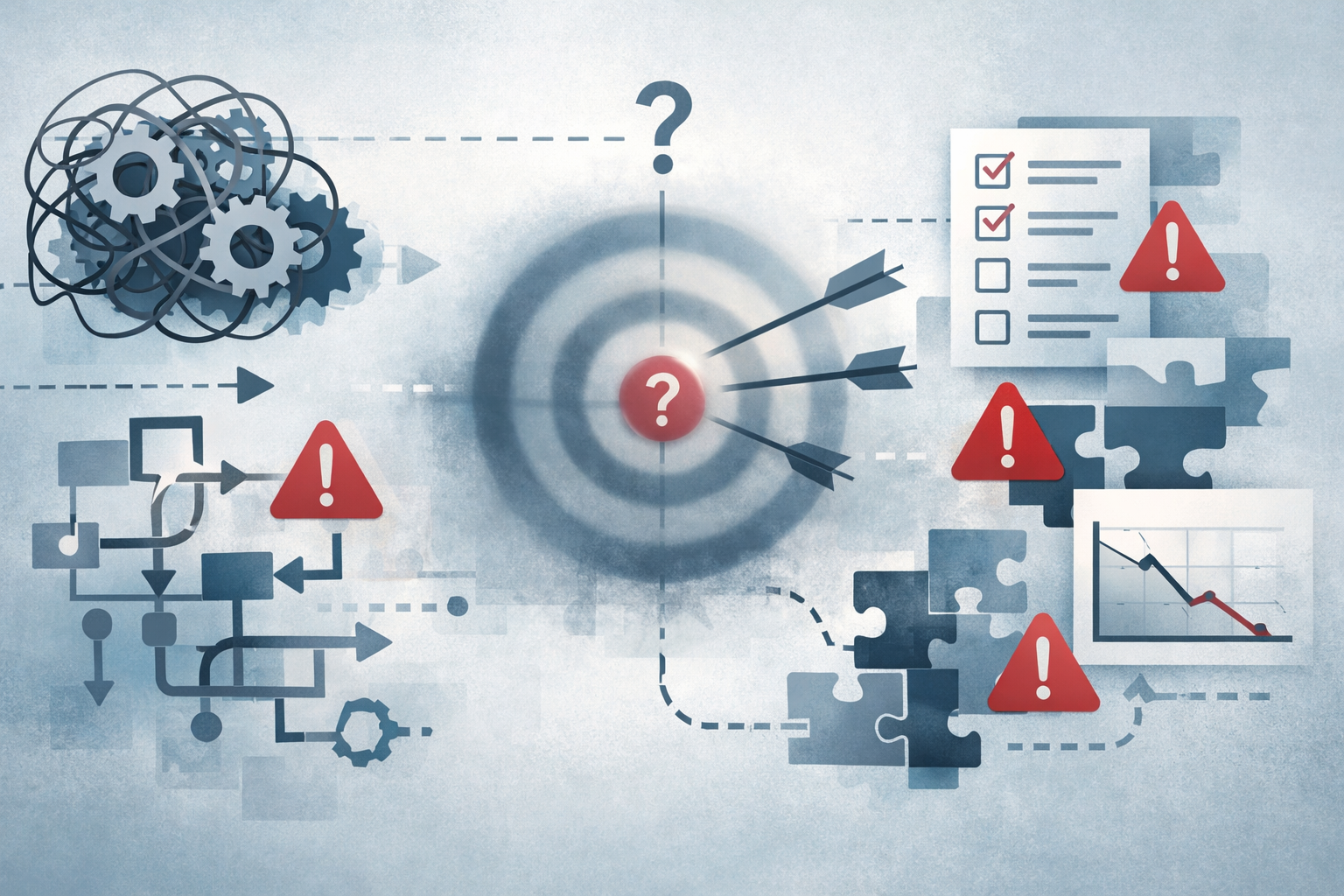 AI業務改善でありがちな失敗を表現したイメージ